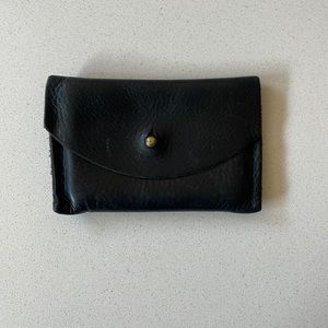 Handmade genuine black leather card wallet